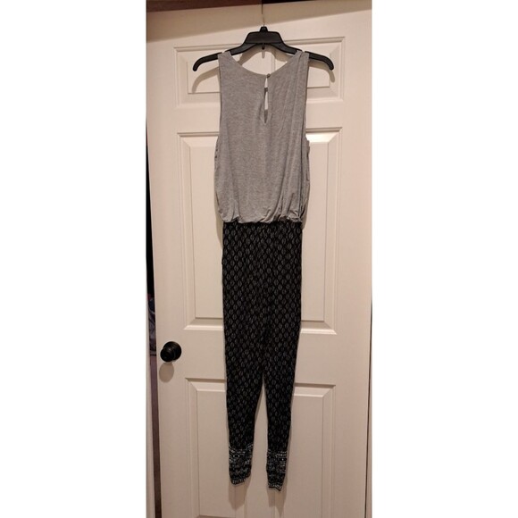 Anthropologie l Hei Hei Rhodes Gray Black Patterned Jumpsuit Keyhole Back XS - Picture 3 of 15